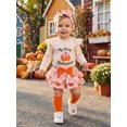 thumbnail image 3 of RUINIXCW Newborn Baby Girl My First Halloween Outfit Infant Girl Fall Winter Clothes Letters Embroidery Long Sleeve Romper Skirt Headband Socks Set, 3 of 10