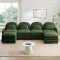 thumbnail image 3 of Miekor Furniture Teddy Fabric Cloud-like 4-Seat Sofa,Curved Backrest and Armrest with Curved Lumbar Pillows, Sectional 4 Seater Modular Couch with 2 movable Ottomans and Supportive Double-laye No5379, 3 of 9