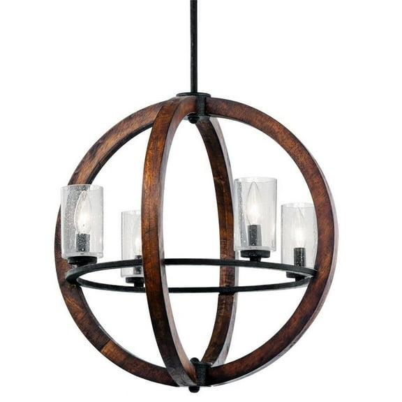 Coastal Farmhouse Four Light Chandelier-Auburn Stained Finish Bailey Street Home 147-Bel-1044883