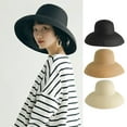 thumbnail image 3 of SSKFHGI Women Panama Straw Hat Hepburn Style Wide Brim Sun 50 Fedora Caps, 3 of 8