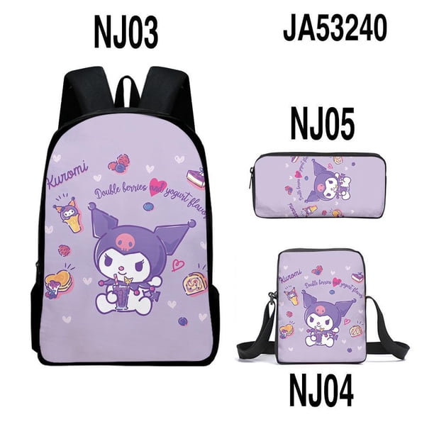 Kuromi Anime Mochila De Hombro Bolso De Lápices Conjunto Sanrio Mochilas escolares