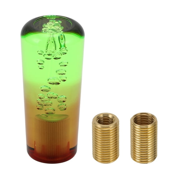 Unique Bargains Round Crystal Shift Knob, 10cm Universal for Automatic and Manual Vehicle Gear Shifter Knob with 2 Adapter Acrylic Green Brown, 1 Set