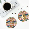 thumbnail image 4 of Naloa Retro Summer Stamp Leather Coasters for Drinks, Durable Drink Coasters 4 Set for Tabletop Protection, Luxurious Home Décor and Housewarming Gift ( {designName})Octagon, 4 of 6