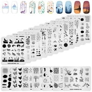 KADS Nails Art Stamping Plates Leaves Flowers Animal Nail Template Image Plate Set, 20 Pieces