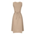 thumbnail image 4 of Summer Saving Wycnly Summer Dresses for Women Casual Pocket Solid Plus Size Cotton Linen Tank Dresses with Belt 2024 Sleeveless Round Neck Plain Maxi Formal Dress Beige XXXXL, 4 of 6