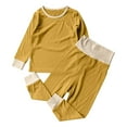 thumbnail image 1 of Odeerbi 6M-7Y Niños Niñas Costilla Pijamas de Punto de Manga Larga Tops Pantalones de Talle Alto de Dos Piezas Pijama Set, 1 of 5