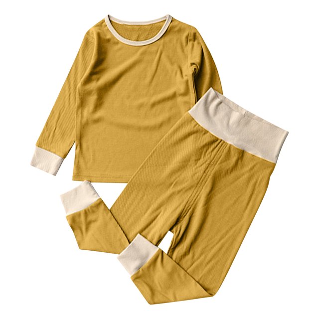 Timegard Toddler Baby Clothes Boy Girl Loungewear Ribbed Long Sleeve Top Pants Infant Comfy Outfits