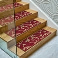 thumbnail image 6 of Ottomanson Non-Slip Rubberback Floral Trellis 8.5" x 26" Indoor Stair Treads, 7 Pack, Red/Beige, 6 of 12