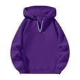 thumbnail image 2 of Guieoi Hoodies for Women Plus Size on Women's Fashion Casual Ladies Solid Zip Long Sleeve Tops V-Neck Blouse Hooded Sweatshirts Purple Black*Friday/Cyber*Monday, 2 of 3