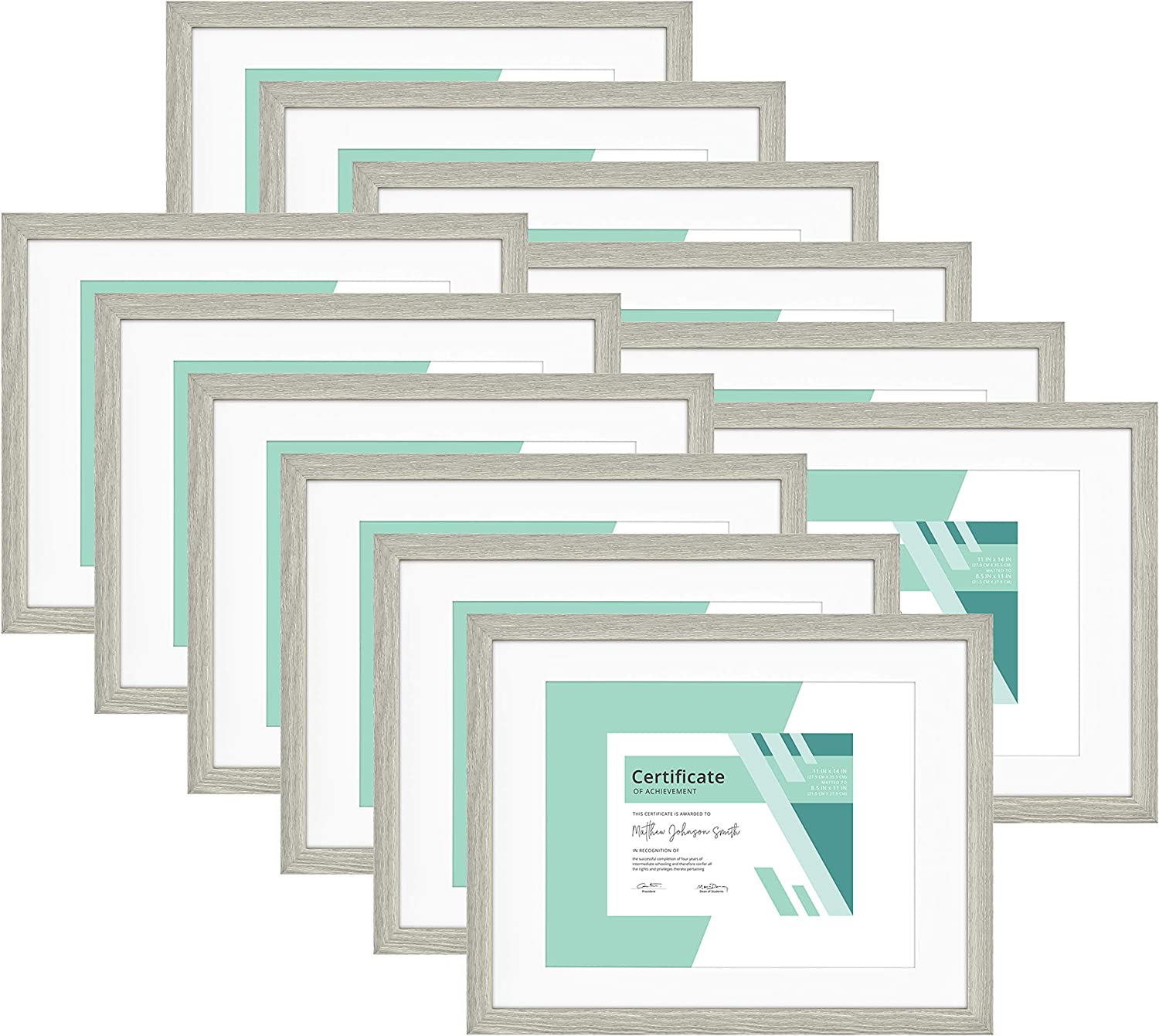 YIGOU Gallery Essential Document Frame , Gray Woodgrain, 11 x 14 in