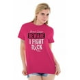 thumbnail image 3 of Beware Fight Back Breast Cancer Pink Women's Plus Size Graphic Tee Brisco Brands 3X, 3 of 5