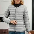 thumbnail image 2 of Bibifish Women's Down Jackets Casual Collarless Button Front Lightweight Jackets Winter Daily Wear Packable Down Jackets With Pockets, 2 of 5