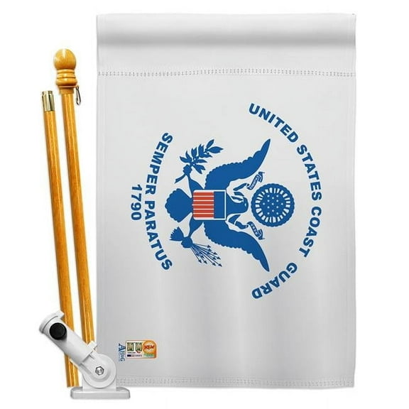 Americana Home & Garden AA-MI-HS-140312-IP-BO-D-US18-AG 28 x 40 in. Coast Guard Military Impressions Decorative Vertical Double Sided House Flag Set & Pole Bracket Hardware Flag Set