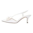 thumbnail image 4 of XYD Women Graceful Bridal Mid Heel Slingback Sandals Slip On Bowknot Pointed Closed Toe Pump Shoes Size 12.5 White, 4 of 4