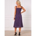 thumbnail image 4 of DARING DIVA Women's Lace Prom Straps Square Neck Sleeveless Midi Dress M Purple, 4 of 5