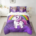thumbnail image 2 of Unicorn 7 Pcs Comforter Set Twin Kawaii Rainbow Bedding Starry Stars Fantasy Horse Sheet Set Bed in A Bag Cute Dreamy Galaxy Magic Room Decor Bed Set, 2 of 5