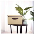 thumbnail image 2 of Topboutique Decorative Storage Boxes with Lids, Collapsible Storage Bins, Foldable Storage Bins, Fabric Baskets Closet Organizer, Large Storage Box (Khaki, 2 Pack), 2 of 7