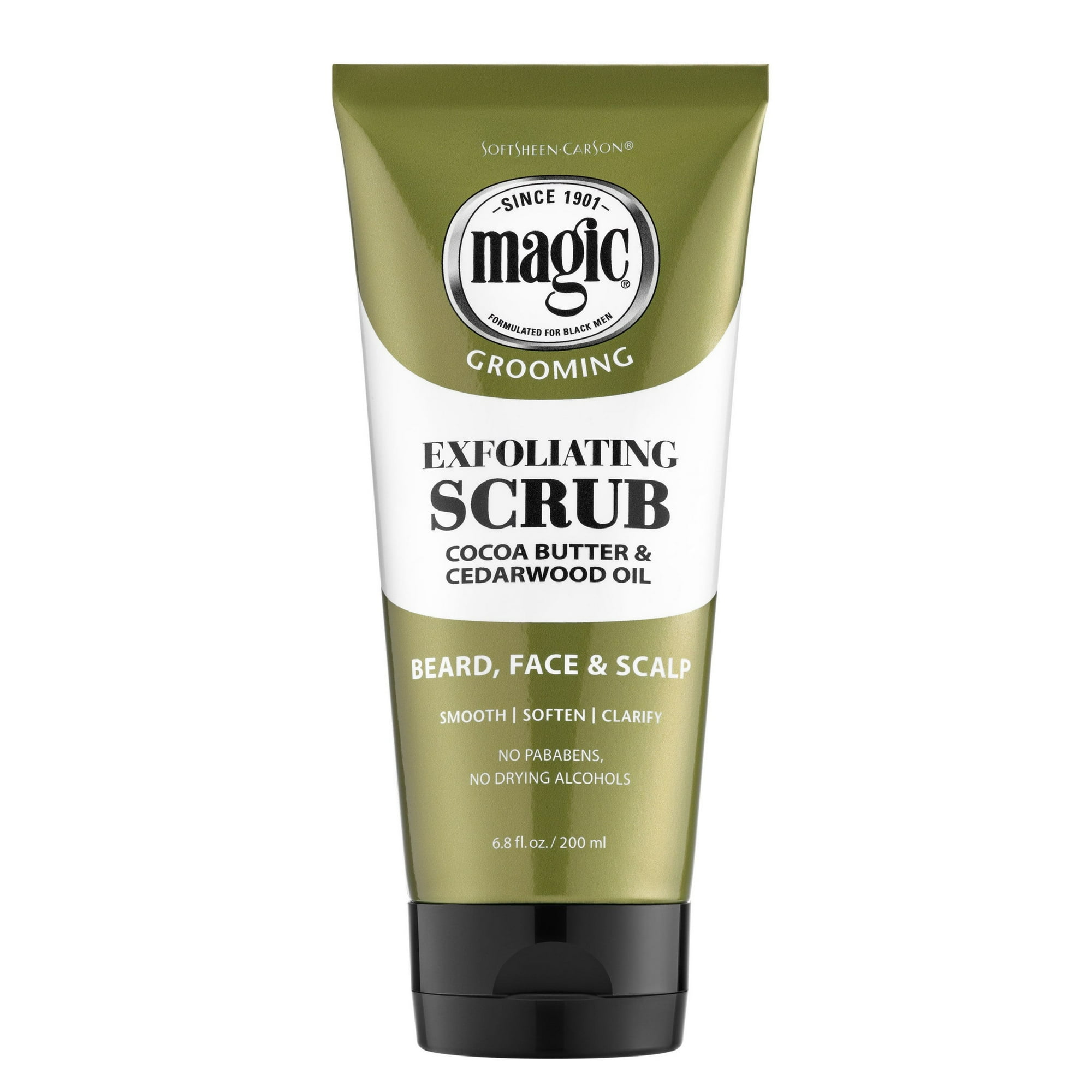 SoftSheen-Carson Magic Grooming Men's Facial Exfoliating Scrub Butter with Cocoa Butter & Cedarwood Oil for Dry Skin 6.8 fl oz