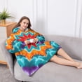thumbnail image 5 of Oversized Wearable Blanket Hoodie,Colorful Tie Dye Starflower Pattern Sherpa Blanket Hoodie with Super Pockets,Super Warm Fuzzy Pullover for Women & Men, 5 of 6