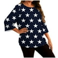 thumbnail image 2 of Inverlee Womens Plus Size Round Neck Shirts Star Print 3/4 Sleeve Tops Summer Loose Fit Blouse, 2 of 6