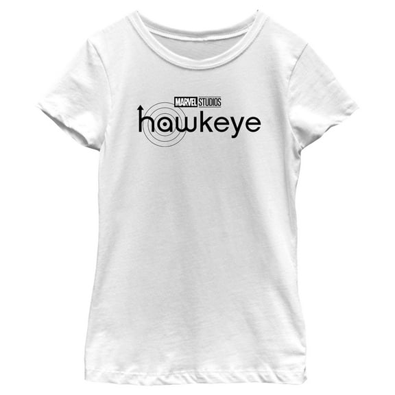 Girl's Marvel Hawkeye Black and White Logo Graphic Tee White X Large