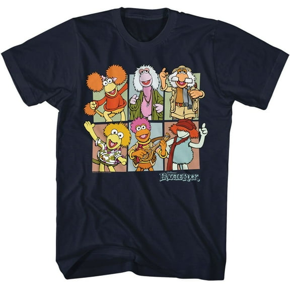 Fraggle Rock Squares Navy Adult T-Shirt S