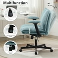 thumbnail image 3 of Criss Cross Desk Chair with Wheels and Flip Arms, Thick Padded Wide Seat Office Chair, Fabric Cross Legged Office Chair for Home Office, Mid Back Swivel Makeup Vanity Chair, 3 of 7