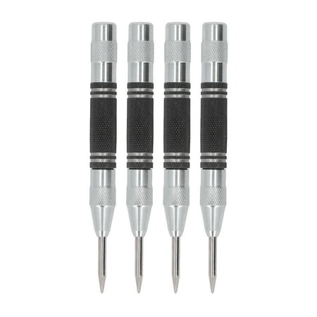 

4Pcs Center Punch Automatic High Speed Steel 5in Tool Set Kit for Installation Maintenance Black White