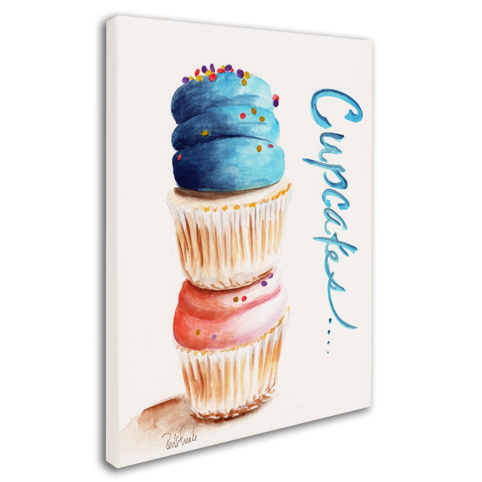 Trademark Fine Art "Stacked Cupcakes with Words" Canvas Art by Jennifer Redstreake