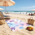 thumbnail image 4 of Tropical Beach Towel with Storage Bag 55x32 Inches, Drawstring Integrated Portable Beach Blanket for Swimming Vacation Camping Travel, Beach Accessory, 4 of 6
