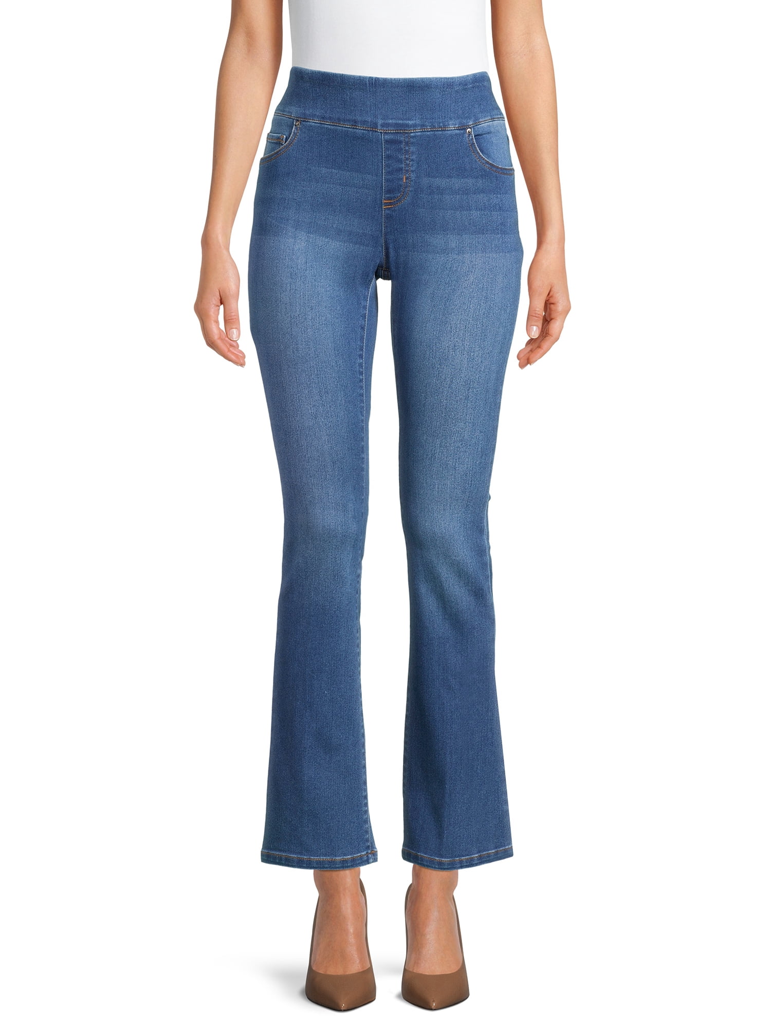 The Pioneer Woman Pull On Embroidered Bootcut Jeans, 32” Inseam, Sizes XS-3X, Women's and Women's Plus