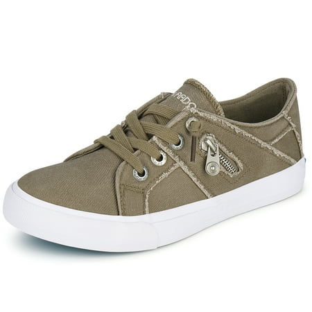 JENN ARDOR Women s Splicing Canvas Shoes Low Top Classic Slip-On Lightweight Comfort Fashion Sneakers with Lace Up Style Loafers for Walking