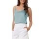 thumbnail image 4 of Camiseta de satén para mujer, top sin mangas con escote en V, elegante y casual, camisa de dormir 2026 S gris azul, 4 of 6