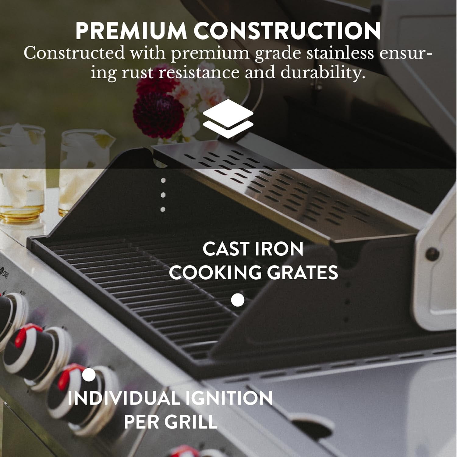 GasOne Deluxe 3 Burner Stainless Steel– Outdoor Cabinet Style with Side Burner - Wheels