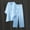 Blue, variant on JFGHDG Linen Sets for Women 2 Piece Cotton V Neck 3/4 Sleeve Sleeve Top Wide Leg Pants Outfits Summer Casual Loungewear Blue L