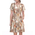 thumbnail image 1 of Balery Woodland Animals in Neutral Tones Vestidos sueltos de manga corta para mujer, vestidos de verano 2025, vestidos casuales de corte A con vuelo., 1 of 6
