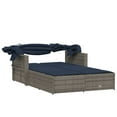 thumbnail image 5 of vidaXL Double Sun Lounger with Canopy and Cushions Grey Poly Rattan, 5 of 5