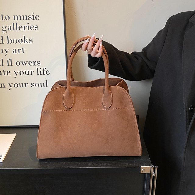 Bolso de mano informal para mujer, bolso de ante de gran capacidad, bolso Hobo elegante de Color sólido