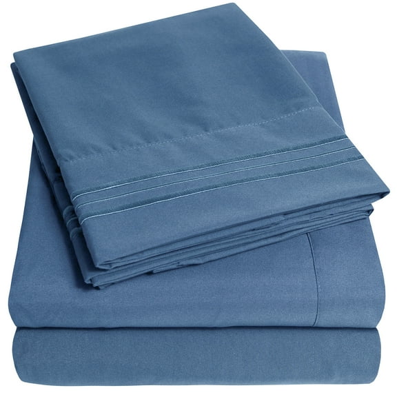 Sweet Home Collection 1800 Series Deep Pocket 4 Piece Denim Bed Sheet Set, Twin XL
