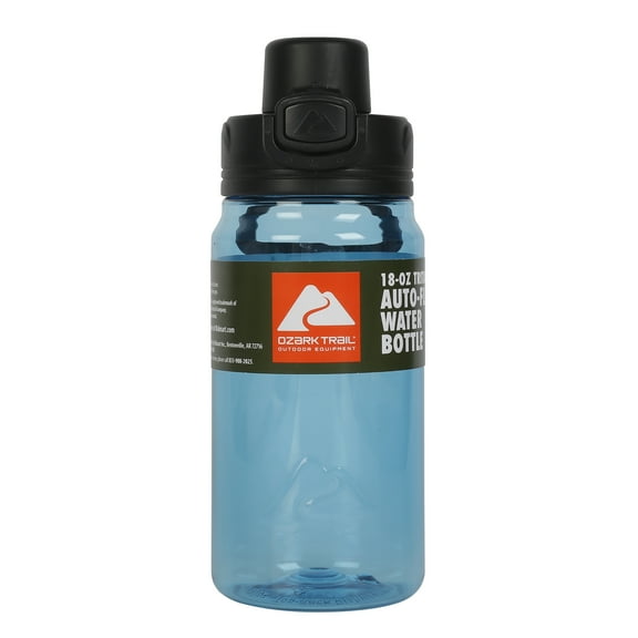 Ozark Trail 18 oz Tritan Water Bottle, Blue, Flip-Top Lid