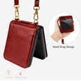 thumbnail image 5 of Crossbody Wallet Case for Samsung Galaxy Z Flip 5 Case with 2-Card Credit Card Holder Slot Shockproof Cover Slim Fit PU Leather Protective Phone Case for Women Men-Red, 5 of 12