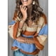 thumbnail image 2 of Suéteres de mujer de manga larga con cuello en V a rayas Color Block Pullover Casual Tops de punto sueltos Adepaton WMPH-1174-15, 2 of 6