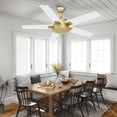 thumbnail image 3 of Dextrus 52in Modern Ceiling Fan with Wall Switch Remote, Quiet Reversible Motor, White Gold Ceiling Fan No Lights, 6-Speed 5 Blades Memory Function for Bedroom Living Room Patio Porch Gazebo, 3 of 10