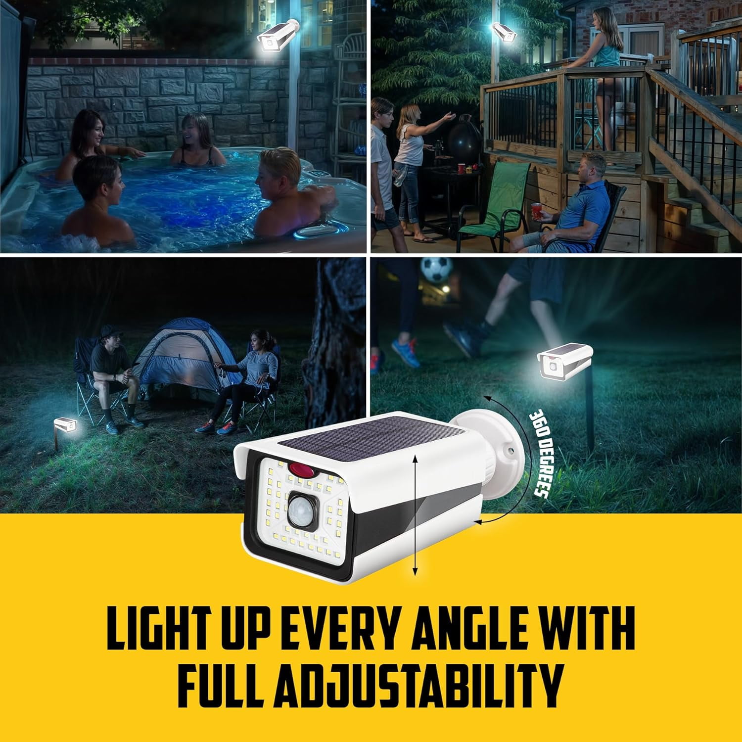 Bell + Howell Bionic Spotlight PRO Solar Spot Lights Outdoor Waterproof Motion Sensor Security Lights w/ Built-in Decoy Camera, AdjustableFlood Lights, Stake/Wall Mount, Premium ETFE Solar Panel