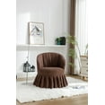 thumbnail image 7 of Swivel Barrel Chair, Modern Linen Fabric Upholstered Accent Chair with Metal Base and Padded Cushion Comfy Single Auditorium Chair with Pleated Skirt and 360 Degree Swiveling for Living Room, Brown, 7 of 7