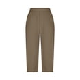 thumbnail image 6 of Lumtrix Capri Pants For Women -Below Knee Length High Waisted Stretch Bermuda Shorts With Pockets Summer Yoga Petite Cropped Pants Khaki L, 6 of 9