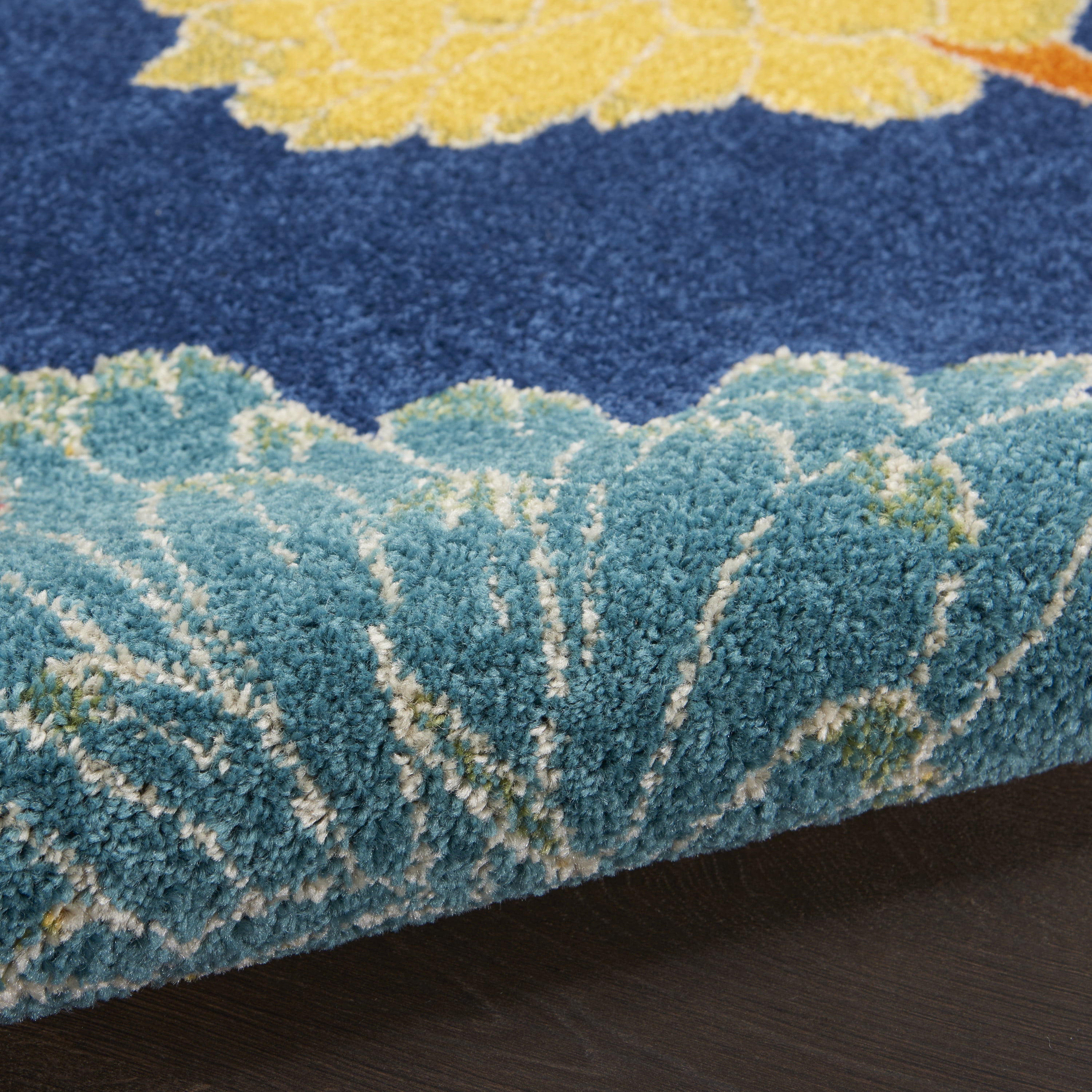 Nourison Allur Modern Floral Navy Multicolor 4' x 6' Area Rug, (4' x 6')