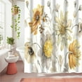 thumbnail image 5 of Yellow And Gray Flower Shower Curtain Set, Farmhouse Shower Curtains For Bathroom, Rustic Shower Curtain, Yellow Sunflower Shower Curtain Waterproof Fabric Shower Curtain 72x72 Inch(With 12 Hooks), 5 of 6