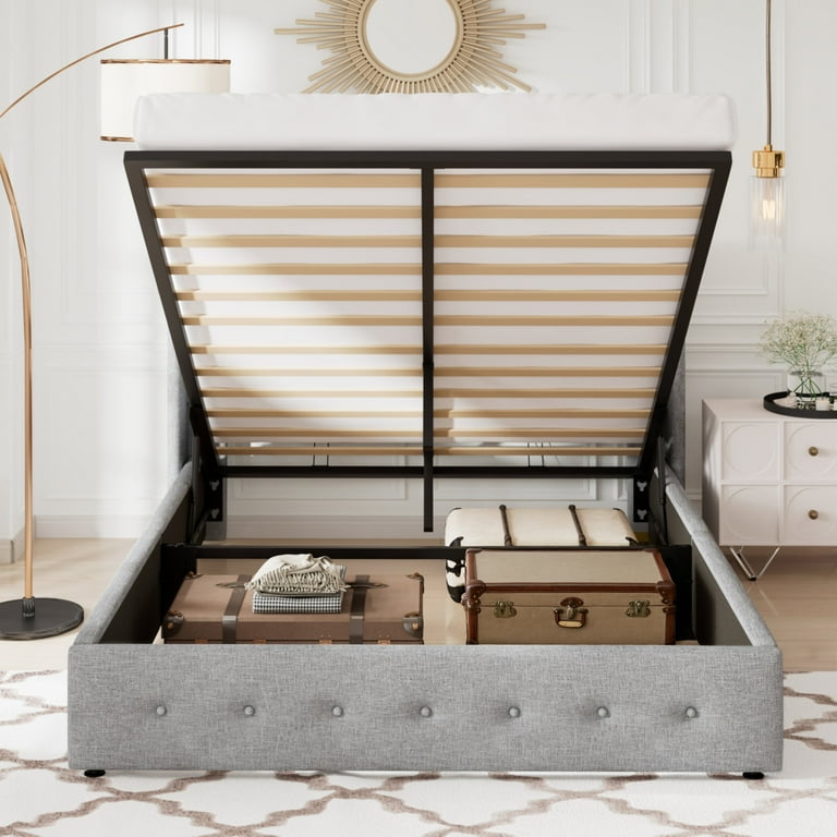 Allewie Modern Full Size Bed Frame with Lift Up Storage and Allewie Modern Full Size Bed Frame with Lift Up Storage and