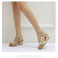 thumbnail image 1 of Sandalias de piel auténtica para niñas con correa de tobillo, color dorado, 1 of 4